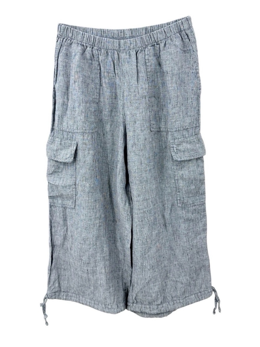 FLAX Linen Cropped Pants Wide Leg Lagenlook Gray